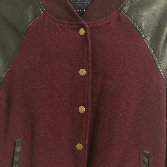 Forever 21 burgundy + black varsity bomber jacket - Picture 6 of 12